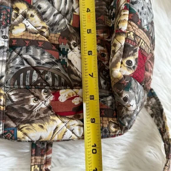 Vintage 1990s Cat Tapestry Quilted Bag Purse Tote Fabric Shoulder - Picture 8 of 8